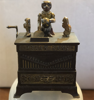 Image of Man, Cat and Dog Organ Mechanical Bank - 